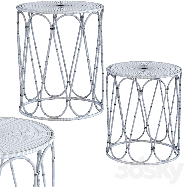 Side Table Bamboo Loop (2Set) 3DSMax File - thumbnail 2