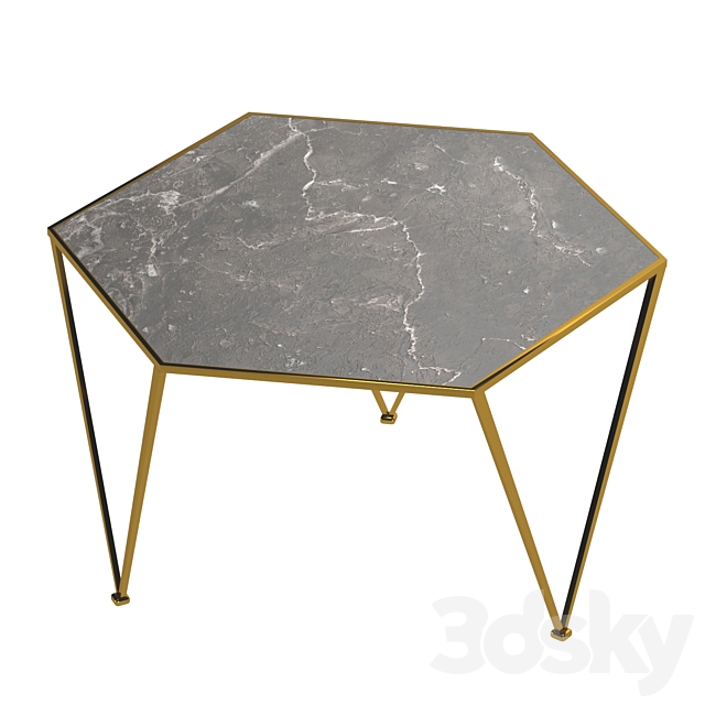 Side table Hexagon Marble Countertop 3DSMax File - thumbnail 2