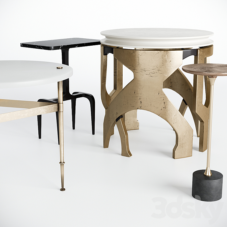 Side tables and accent tables set 3DS Max - thumbnail 2