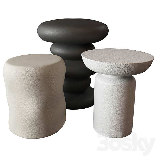 Side tables set 3ds Max - thumbnail 1