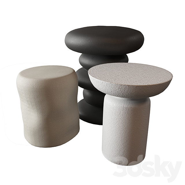 Side tables set 3ds Max - thumbnail 3