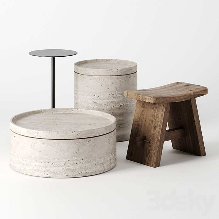 Side tables set 3DS Max - thumbnail 1