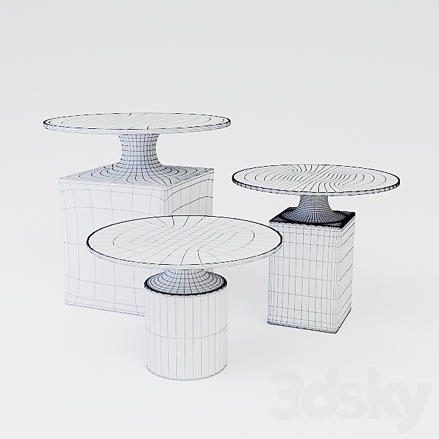 Side tables set 3DS Max Model - thumbnail 2