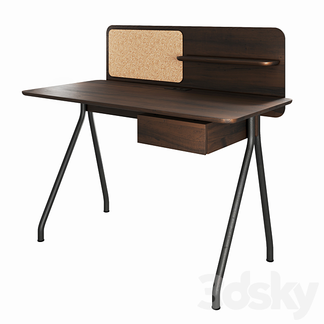 Simple Writing Desk with Divider by OEO Studio _ HBF Furniture 3DSMax File - thumbnail 1