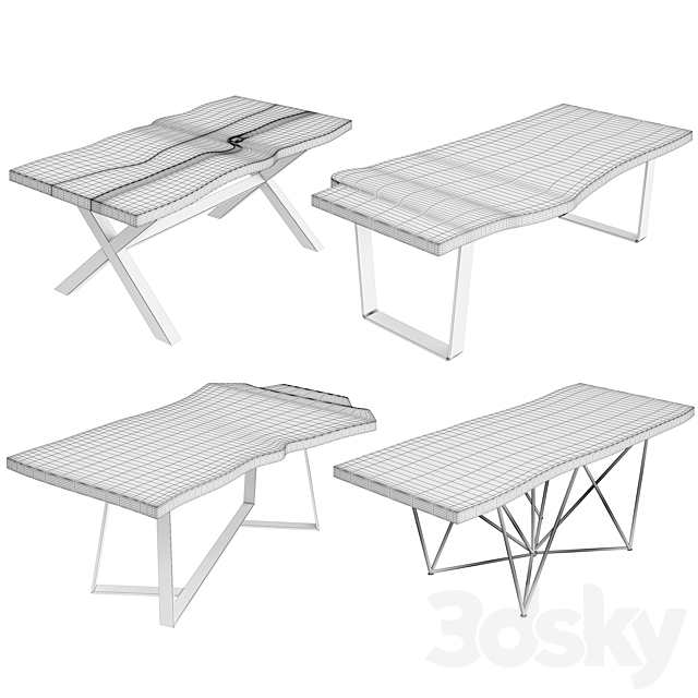 Slab Tables Set 3DS Max Model - thumbnail 2