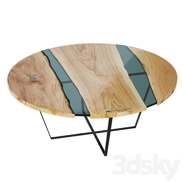 Slab tables set river 3DS Max Model - thumbnail 3