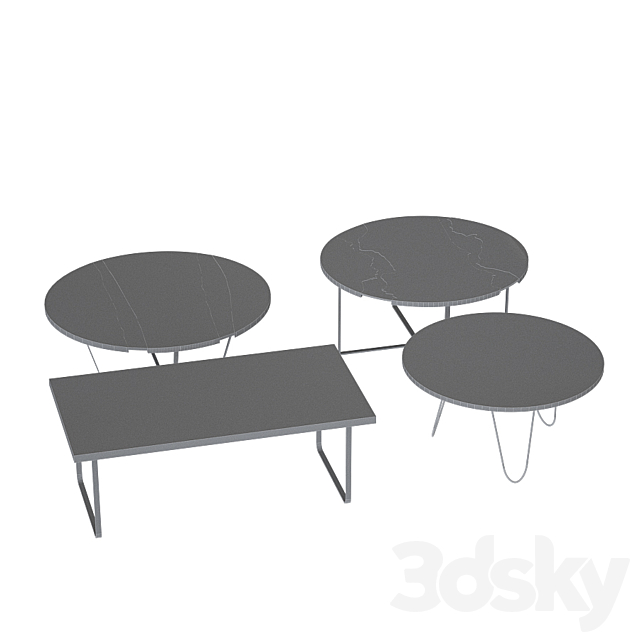 Slab tables set river 3DS Max Model - thumbnail 4