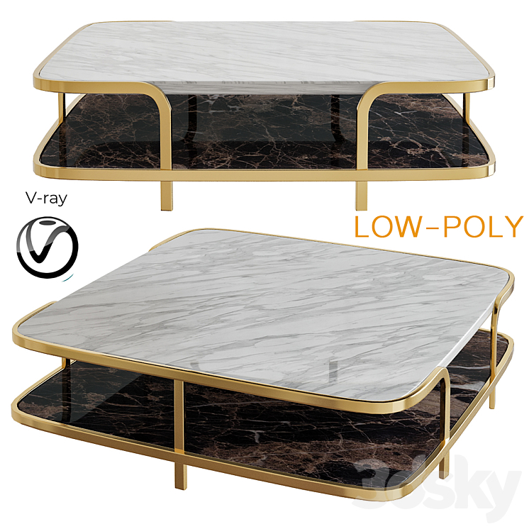 Small Table Odilon – Nube Italia (low poly) 3DS Max - thumbnail 1