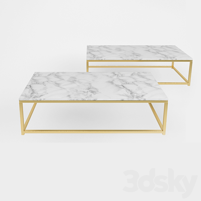 Smart Round & Rectangle Marble Coffee Table 3DSMax File - thumbnail 2