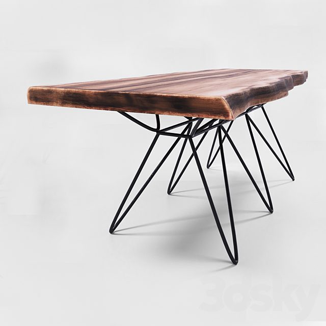 Solid wood table 3DS Max Model - thumbnail 2