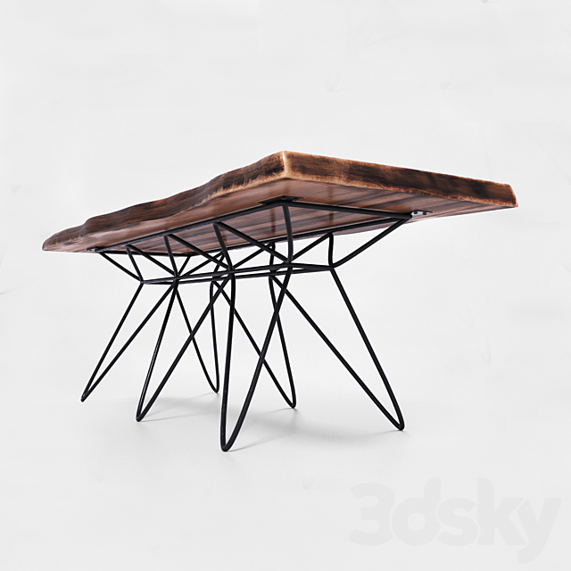 Solid wood table 3DS Max Model - thumbnail 3