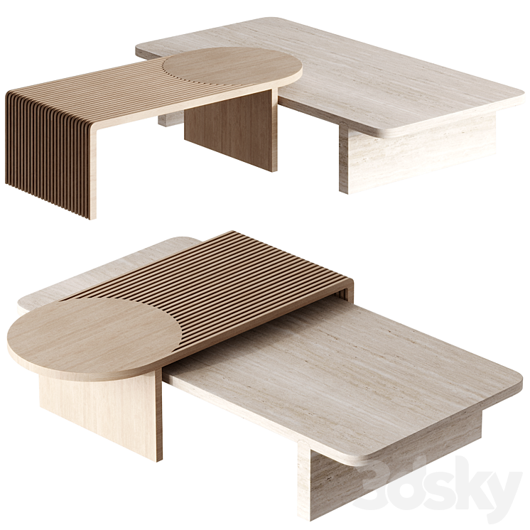 Stick and Stone center table by Dooq 3DS Max Model - thumbnail 3