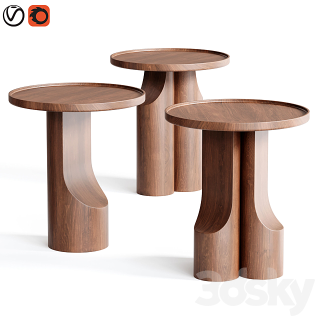 Stigido Solid Walnut Side Table 3ds Max - thumbnail 1