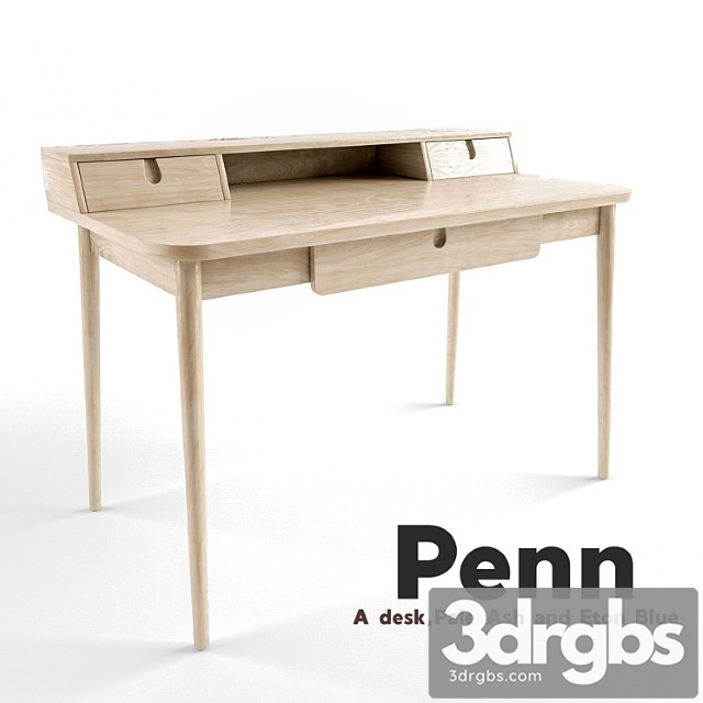 Stol Penn Desk Pale Ash And Eton Blue 3dsmax Download - thumbnail 1