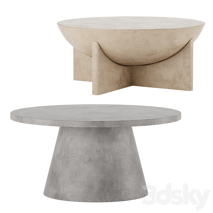 Stone Coffee Table West Elm 3DS Max Model - thumbnail 3