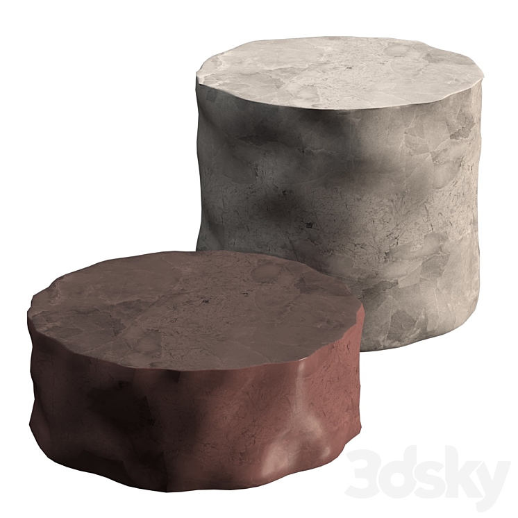 Stone coffee tables 3DS Max Model - thumbnail 1