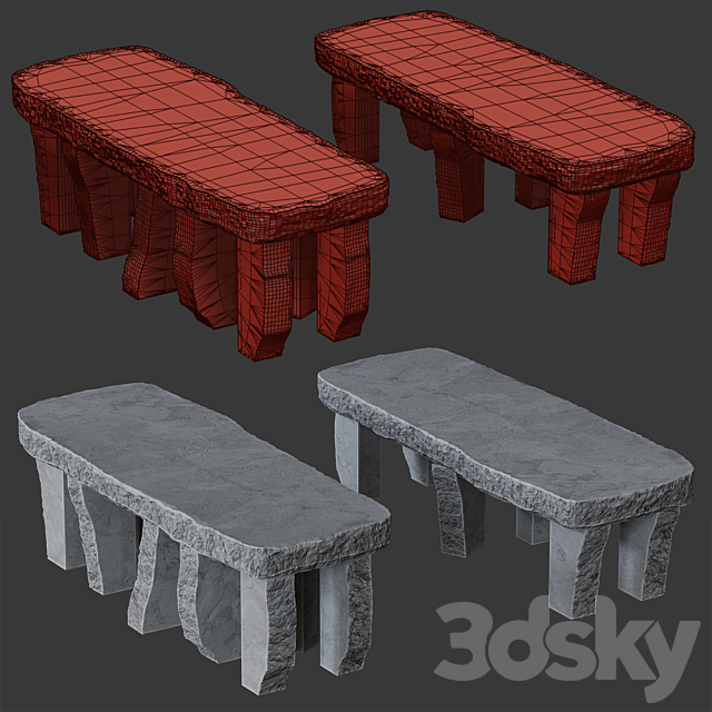 stone table 3ds Max - thumbnail 3