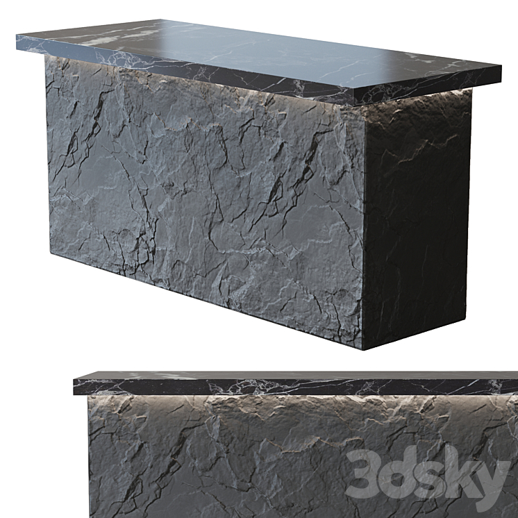 Stone table island №2 3DS Max Model - thumbnail 2