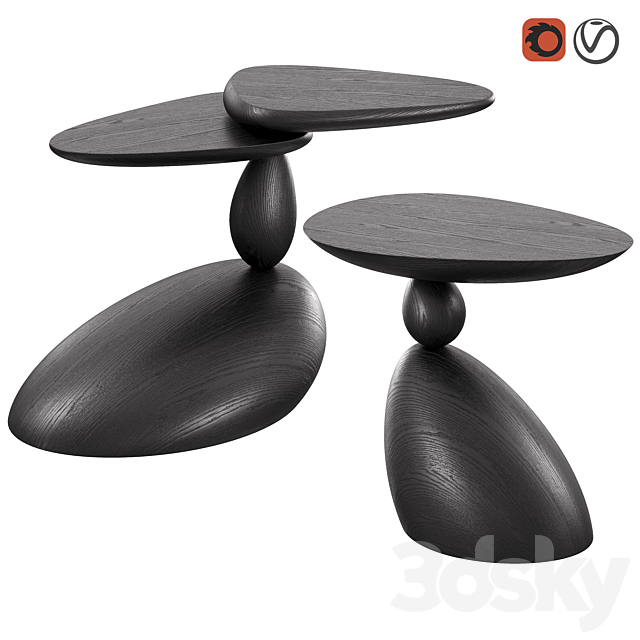 Stones and Twins coffee tables by WOODZENART from the Stone Story collection 3ds Max - thumbnail 1