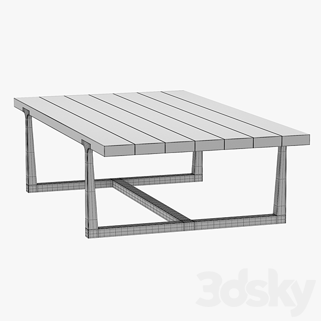 T-BRACE RECTANGULAR COFFEE TABLE 3DS Max Model - thumbnail 3