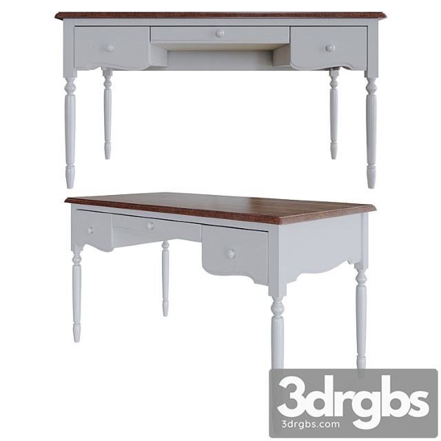 Table 3-drawer writing desk leblanc 3dsmax Download - thumbnail 1