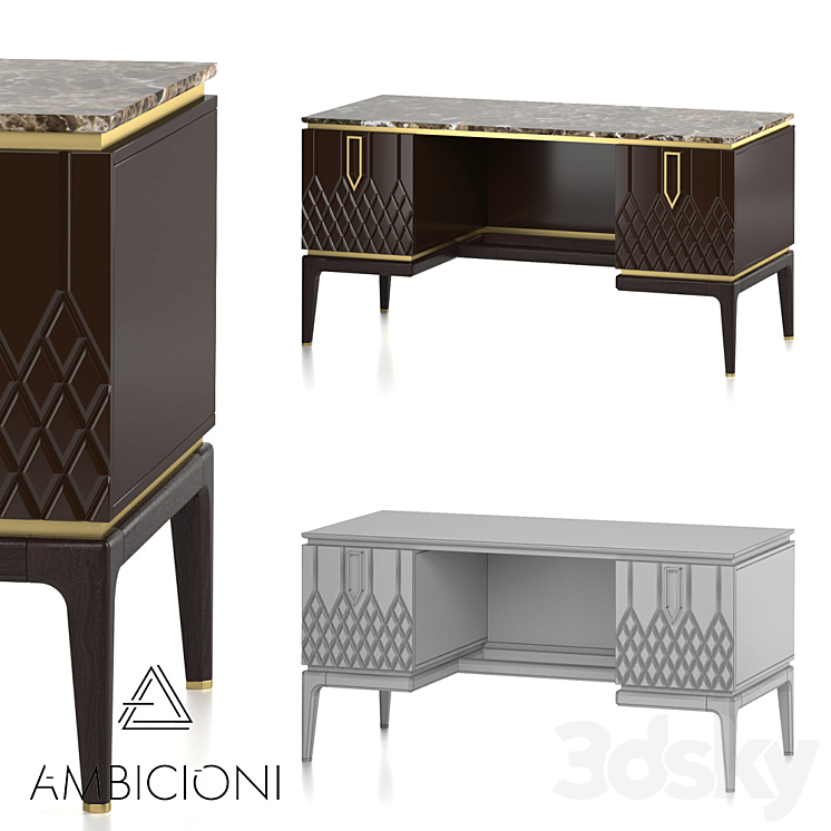 Table Ambicioni Bairo Lettera L 3DS Max - thumbnail 2