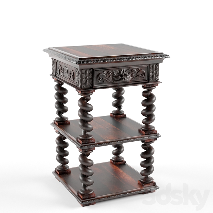 Table Antique Side 3DS Max Model - thumbnail 3