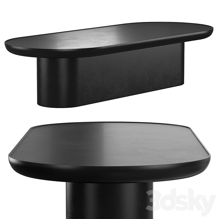 Table Black Oval 3DS Max Model - thumbnail 1