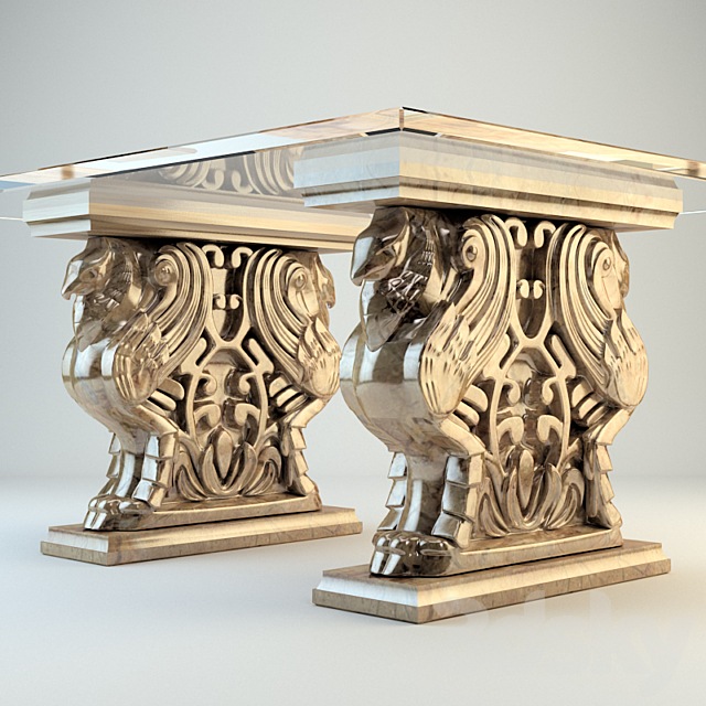 Table in the Gothic style 3DS Max Model - thumbnail 2