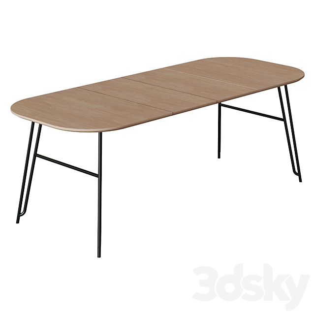 Table Novaks 140 (220) x90 black natural veneer 3DS Max Model - thumbnail 2