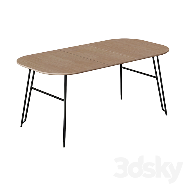 Table Novaks 140 (220) x90 black natural veneer 3DS Max Model - thumbnail 3