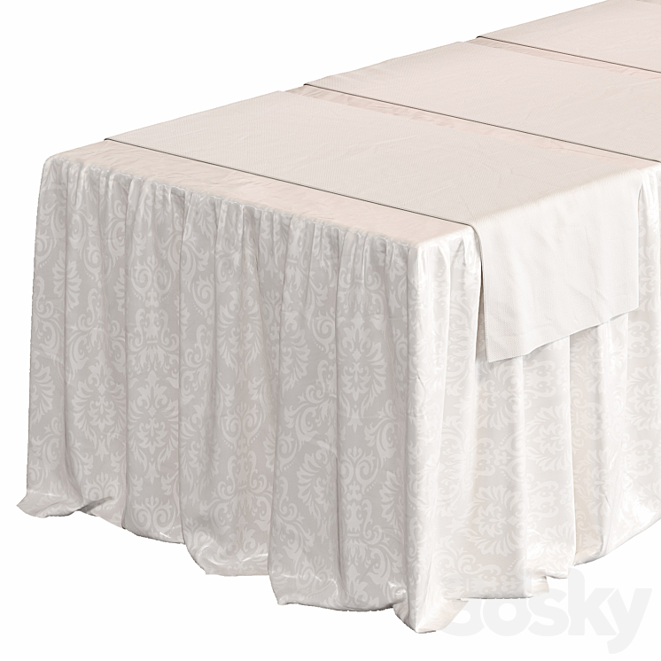 Tablecloth on a rectangular table 3DS Max Model - thumbnail 2