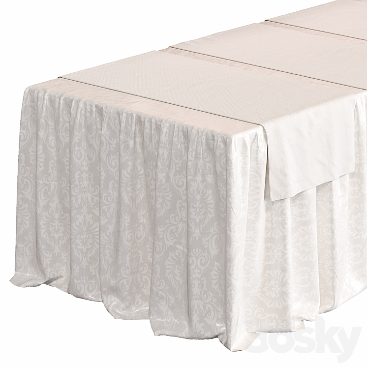 Tablecloth on a rectangular table 3DS Max - thumbnail 2