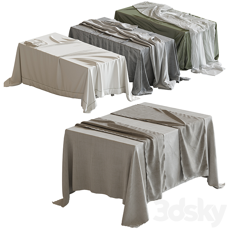 Tablecloth on a rectangular table 74 3DS Max Model - thumbnail 3