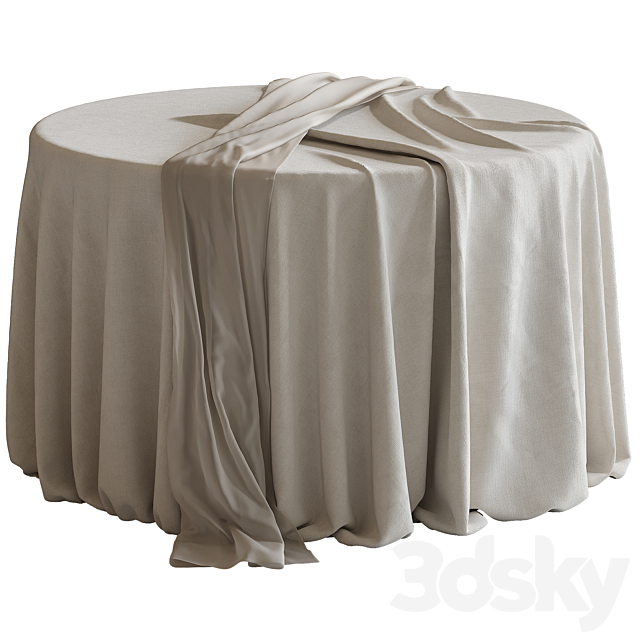 Tablecloth on a round table 77 3DS Max Model - thumbnail 2