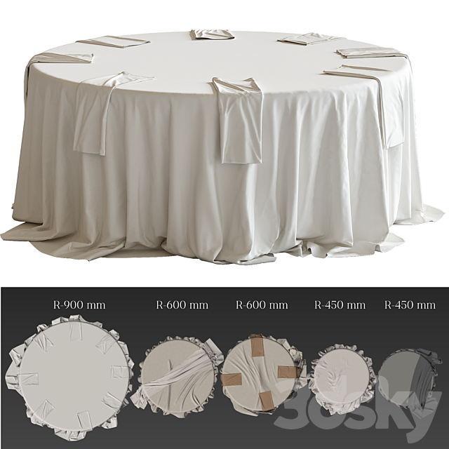 Tablecloth on a round table 77 3DS Max Model - thumbnail 3