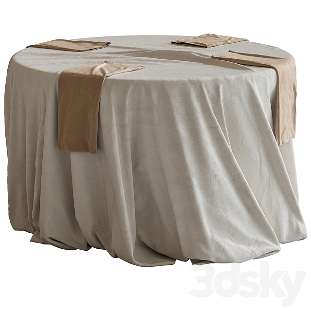 Tablecloth on a round table 77 3DS Max Model - thumbnail 4