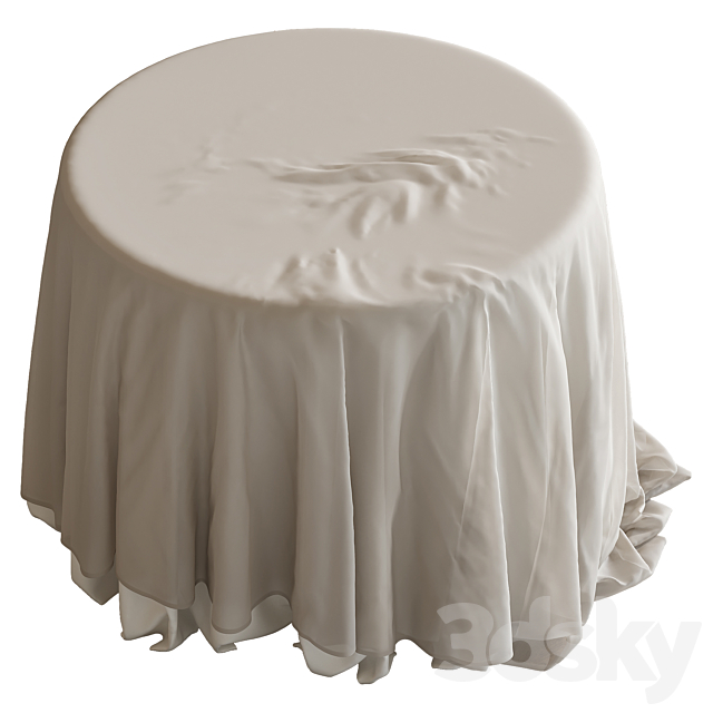 Tablecloth on a round table 77 3DS Max Model - thumbnail 5