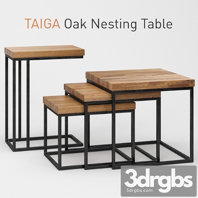 Taiga Oak Nesting Table 3dsmax Download - thumbnail 1