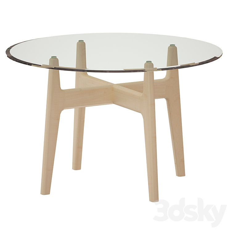 “Tate 48 “”Round Dining Table with Glass Top and Sand Base (Crate and Barrel)” 3DS Max - thumbnail 1