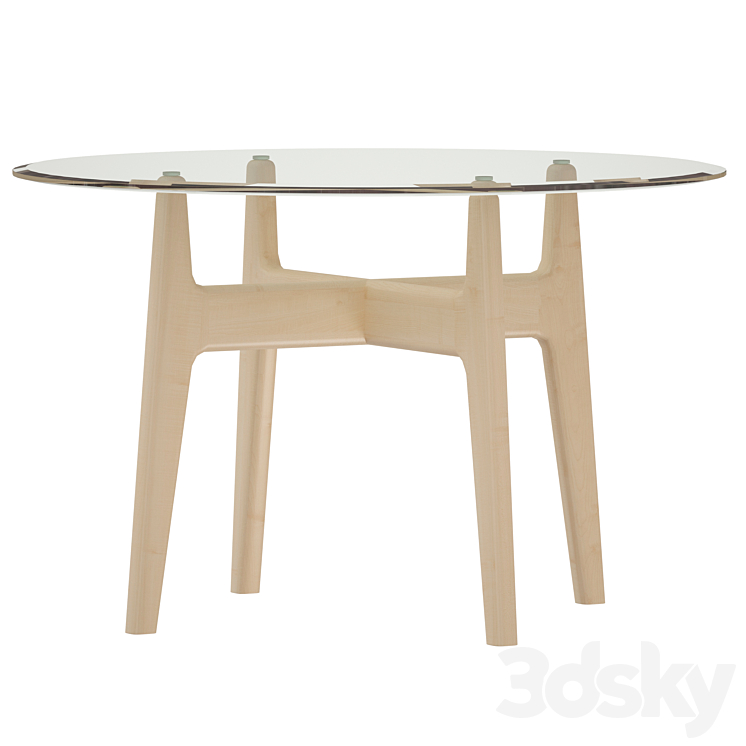 “Tate 48 “”Round Dining Table with Glass Top and Sand Base (Crate and Barrel)” 3DS Max - thumbnail 2