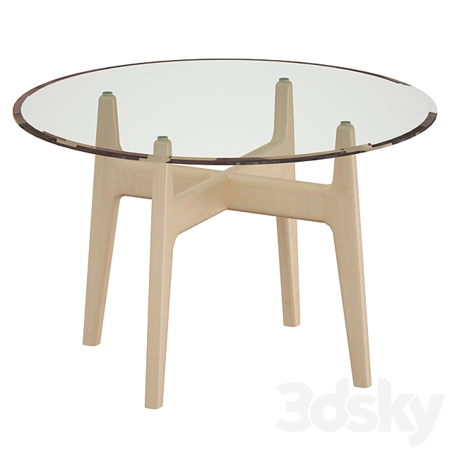 Tate 48 “Round Dining Table with Glass Top and Sand Base (Crate and Barrel) 3DSMax File - thumbnail 3