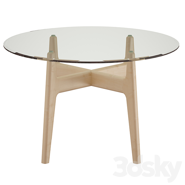 Tate 48 “Round Dining Table with Glass Top and Sand Base (Crate and Barrel) 3DSMax File - thumbnail 4