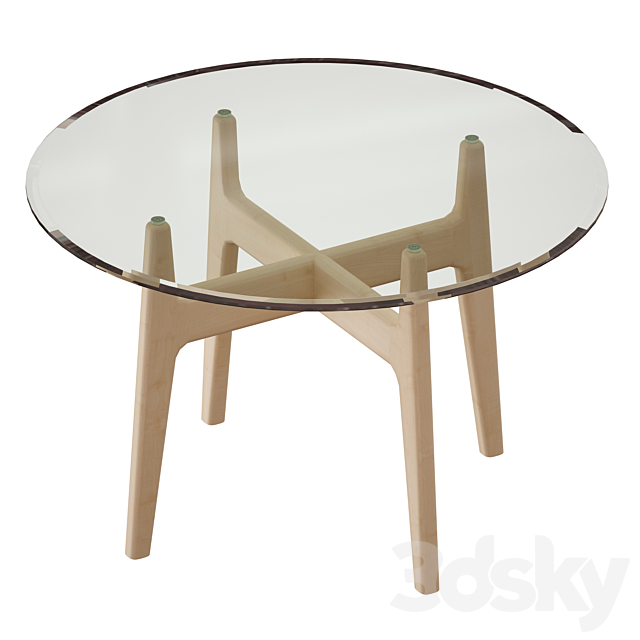 Tate 48 “Round Dining Table with Glass Top and Sand Base (Crate and Barrel) 3DSMax File - thumbnail 5