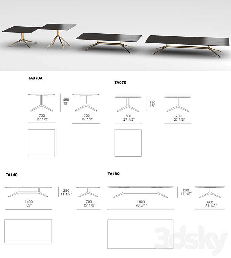 Tavolini Mondrian tables set-2 3DS Max - thumbnail 2