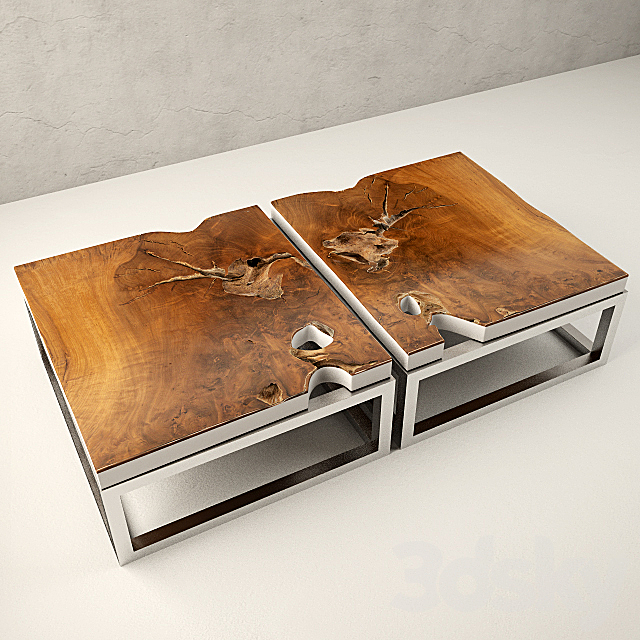 Teak Coffee Table 3DS Max Model - thumbnail 2