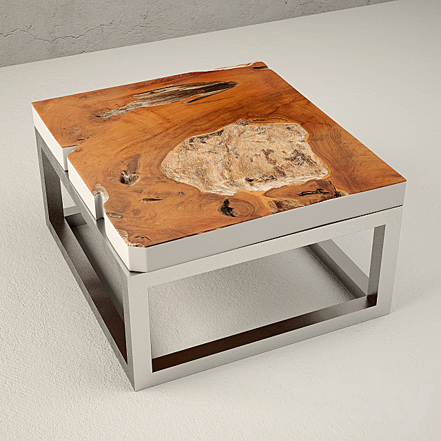 Teak Coffee Table 3DS Max Model - thumbnail 2