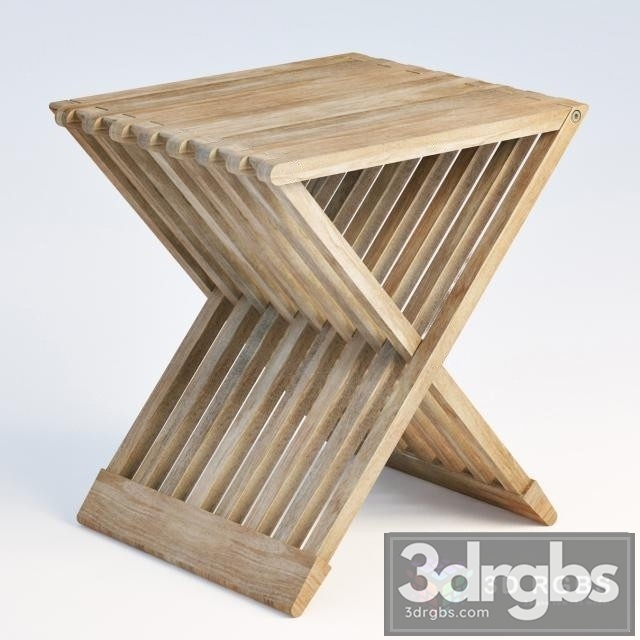 Teak Folding Stool 3dsmax Download - thumbnail 1