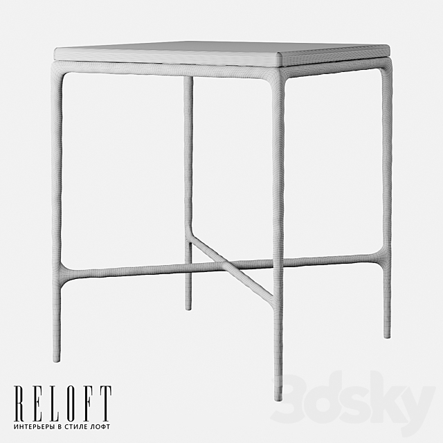 Thaddeus square bedside table in metal and marble 3DS Max Model - thumbnail 2