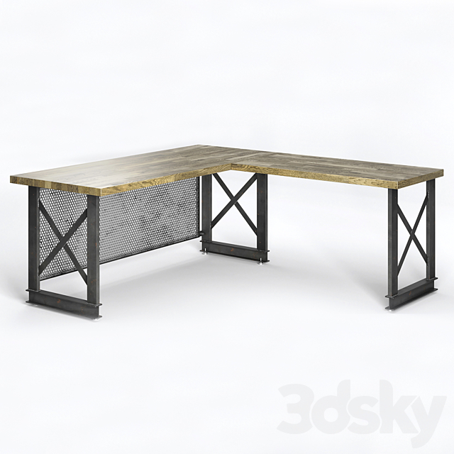 The carruca desk by Iron Age Office 3DS Max Model - thumbnail 2